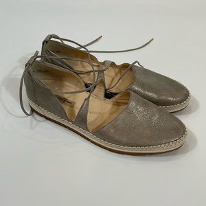 Paul Green Marcey Espadrille Flat Ankle Wrap Metallic Size 9 (6.5 UK)